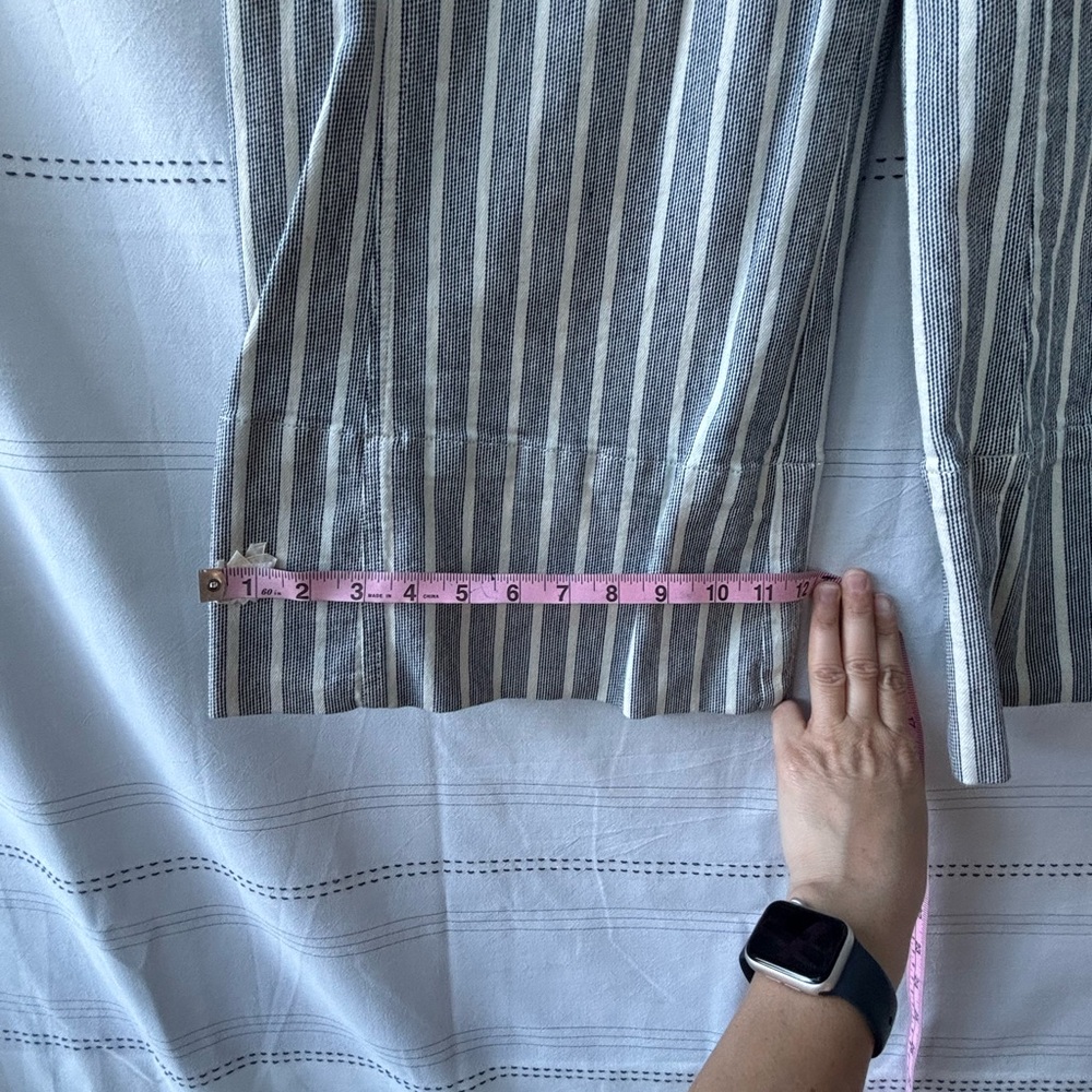 Pilcro Wide-Leg Striped Linen Blend Pants in Gray and White - Picture 6 of 7